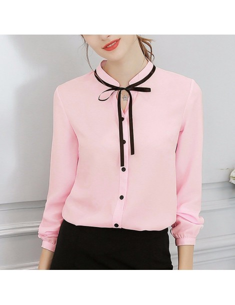 Blouses & Shirts New Spring Autumn Tops Office Ladies Blouse Fashion Long Sleeve Bow Slim White Shirt Female Cute Bodycon Wor...