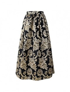 Skirts 2019 Black Luxury Floral Embroidery Pattern Womens Long Skirts Maxi High Wasit Pleated 100cm Ladies Falda Larga MS0632...