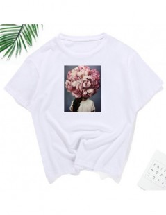 T-Shirts Fashion T Shirt Women 2019 New 100% Cotton Harajuku Aesthetics Tshirt Sexy Flowers Feather Print Tops Casual Couple ...