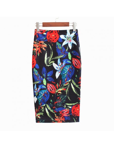Skirts 2019 Spring Summer Pencil Skirt Women High Waist Floral Print Midi Skirt Vintage Elegant Bodycon Office Lady Style - 1...