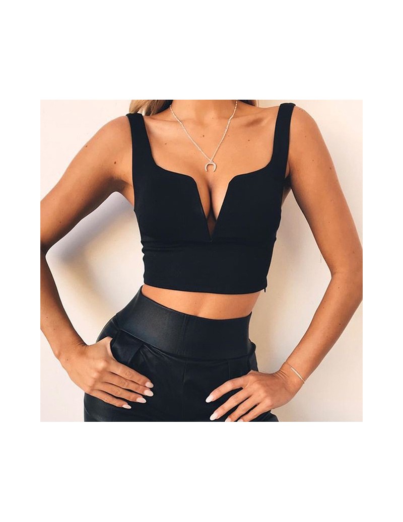 Tank Tops Sexy V neck Solid Crop Tops Women Summer Camis 2019 cropped feminino Slim Tank Top Streetwear camisa feminina QZ295...