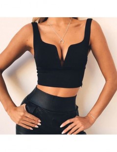 Sexy V neck Solid Crop Tops Women Summer Camis 2019 cropped feminino Slim Tank Top Streetwear camisa feminina QZ2950 - Black...