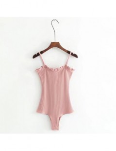 Rompers Sexy Knitted Ruffles Wood Ears Thread Elasticity Romper Body Siamese Bodysuit Playsuits Spaghetti Strap Undershirt 7 ...