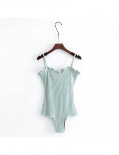 Rompers Sexy Knitted Ruffles Wood Ears Thread Elasticity Romper Body Siamese Bodysuit Playsuits Spaghetti Strap Undershirt 7 ...