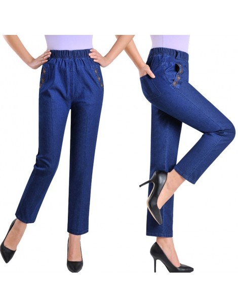 Jeans Plus Size 5XL Jeans Female 2019 Spring Summer New Embroidery Nine Denim Pants Slim High Waist Elasticity Casual Women P...