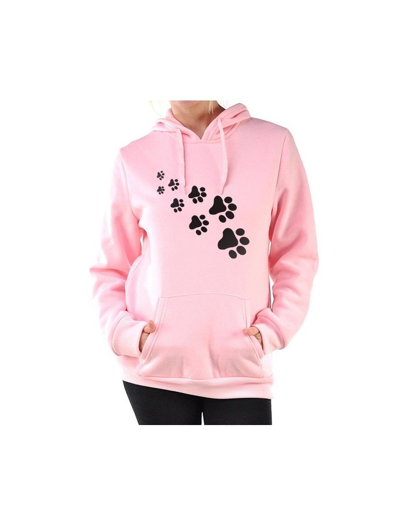Hoodies & Sweatshirts Casual fleece autumn winter sweatshirt pullovers 2019 kawaii cat paws print hoodies for Women black pin...