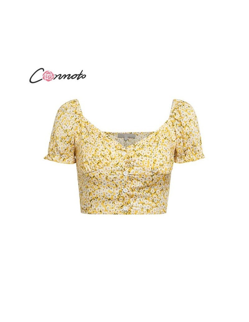 Blouses & Shirts Vintage Casual Print Women Crop Tops and Blouse 2019 Summer New Fashion Fashion Short Shirt Female Holiday M...