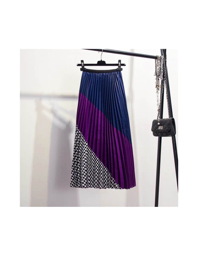 2019 Summer Women Midi Skirts Bottom Series Fashion Ladies Striped Printed High Waist A-Line Pleated Skirt For Women Female ...