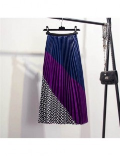 Skirts 2019 Summer Women Midi Skirts Bottom Series Fashion Ladies Striped Printed High Waist A-Line Pleated Skirt For Women F...