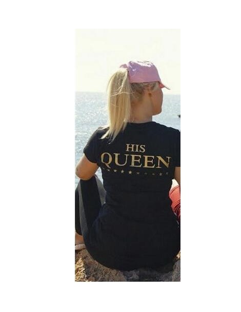 T-Shirts Plus XXXL Size Lovers The King His Queen Back Printed Tee shirts Harajuku Couple Hipster T shirt Tops - 58 - 4939304...