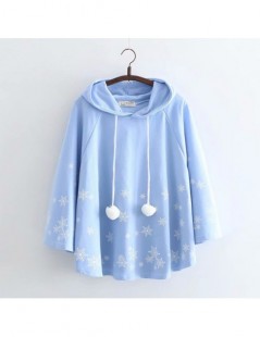 Hoodies & Sweatshirts Harajuku kawaii women cute snowflake print batwing sleeve loose pullover hoodies cotton tops hooded swe...