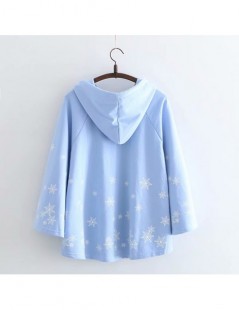 Hoodies & Sweatshirts Harajuku kawaii women cute snowflake print batwing sleeve loose pullover hoodies cotton tops hooded swe...