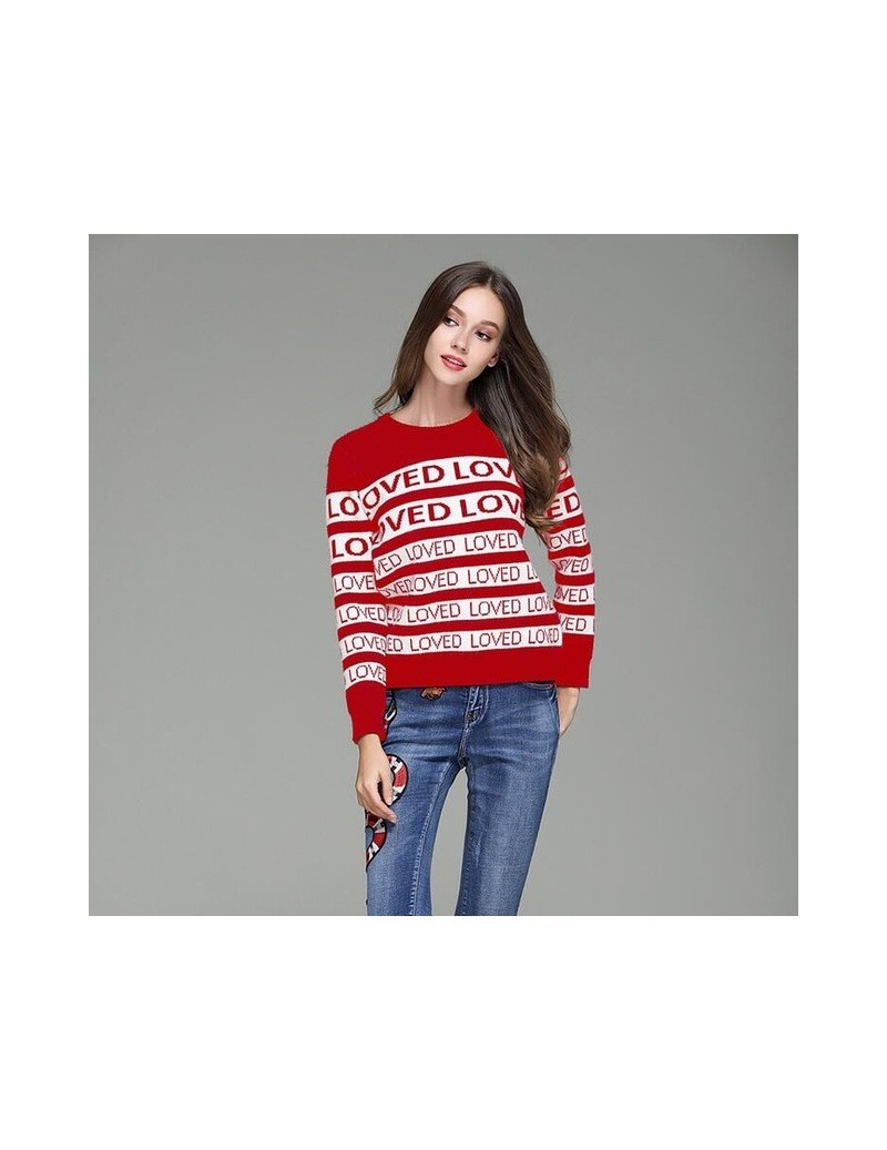 Pullovers 2018 New Women Autumn Winter Thicken Warm Sweater High-end Custom Fashion LOVED Letter Stripe Pattern Designer Runw...