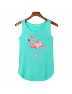 Tank Tops 2018 Summer Women Flamingo Print Tank Tops Bamboo Cotton Elasticity Slim Sleeveless T shirt Tops Tees Ladies O-neck...