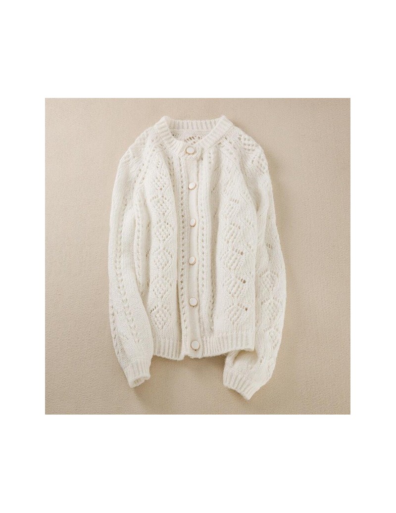 Cardigans Mohair Wool Blend Jumper Hollow Out Knitted Sweater Top - Bopstyle 2019 Spring Women Female Casual Long Sleeve Knit...