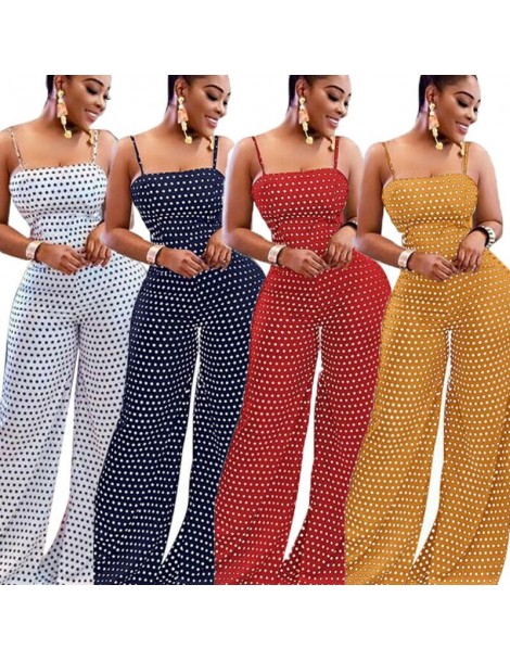 Jumpsuits Elegant Sexy Jumpsuits Women Sleeveless Polka Dots Loose Trousers Wide Leg Pants Rompers Holiday Backless Bow Leota...
