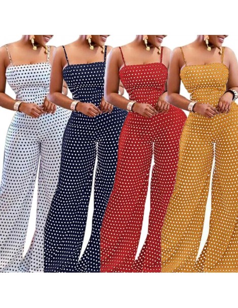 Jumpsuits Elegant Sexy Jumpsuits Women Sleeveless Polka Dots Loose Trousers Wide Leg Pants Rompers Holiday Backless Bow Leota...