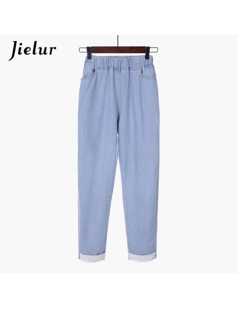 Jeans Chic S-5XL Kawaii Lace Denim Jeans Mujer 2019 Korean Brief Blue Jeans High Waist Elastic Fashion Jeans Plus Size Dropsh...