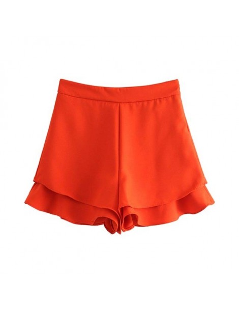 Shorts women chic solid shorts side zipper design back pockets female casual shorts summer pantalones cortos SA152 - red - 4O...