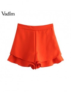 Shorts women chic solid shorts side zipper design back pockets female casual shorts summer pantalones cortos SA152 - red - 4O...