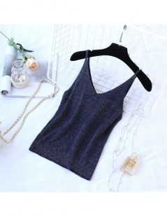 Tank Tops Crop Tops 2019 Summer New Solid Stitching V-neck Camis Female Knitted Short Section Slim Outer Wear Shirt Trend Tan...