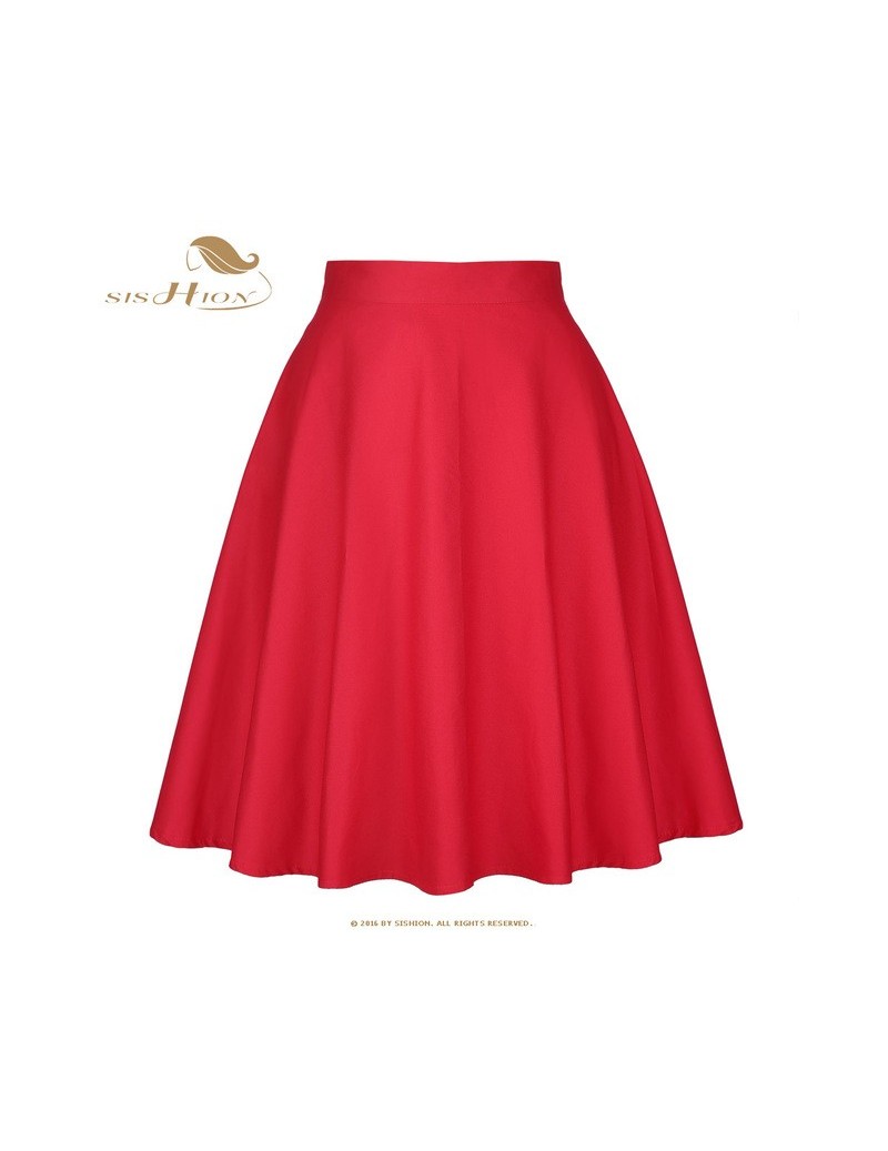 Cotton Black Skirt Womens Sexy Midi Summer Skirt Floral Polka Dots Black Red Blue Plus Size High Waist Plaid Women Skirt - S...
