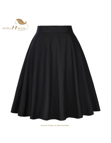 Skirts Cotton Black Skirt Womens Sexy Midi Summer Skirt Floral Polka Dots Black Red Blue Plus Size High Waist Plaid Women Ski...