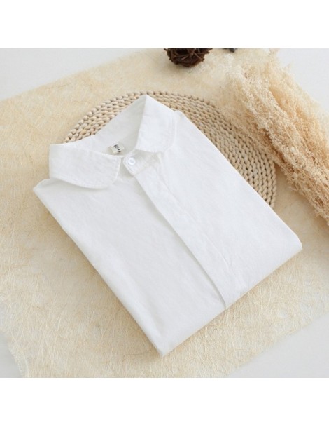 Blouses & Shirts White Blouse Women Work Wear Button Up Lace Turn Down Collar Long Sleeve Cotton Top Shirt Plus Size S-XXL bl...