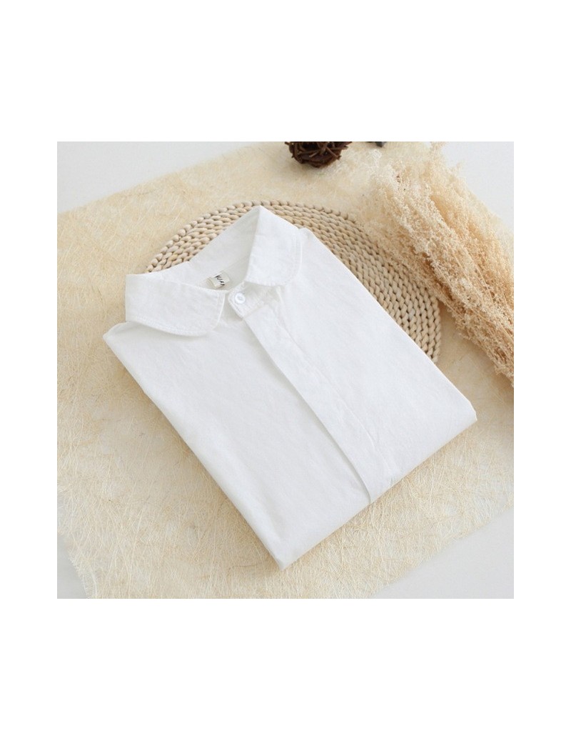 Blouses & Shirts White Blouse Women Work Wear Button Up Lace Turn Down Collar Long Sleeve Cotton Top Shirt Plus Size S-XXL bl...