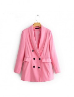 Blazers Women Formal Work Office Blazer Coat Spring Fall Pink Business Blazer Double Breasted Female Blazer Outwear - Pink - ...