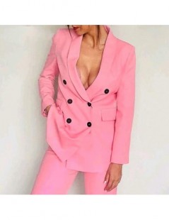 Blazers Women Formal Work Office Blazer Coat Spring Fall Pink Business Blazer Double Breasted Female Blazer Outwear - Pink - ...