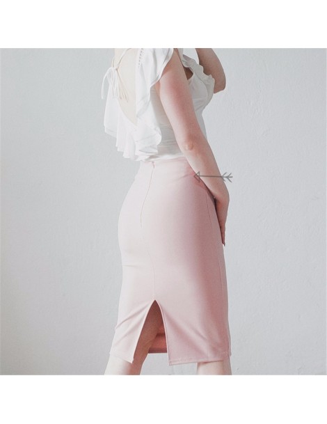 Skirts 2019 Summer Sexy Ladies Chiffon Pencil Skirts Midi High Waist Stretch Slim Casual Pink Black Office Work Wear Saia S03...