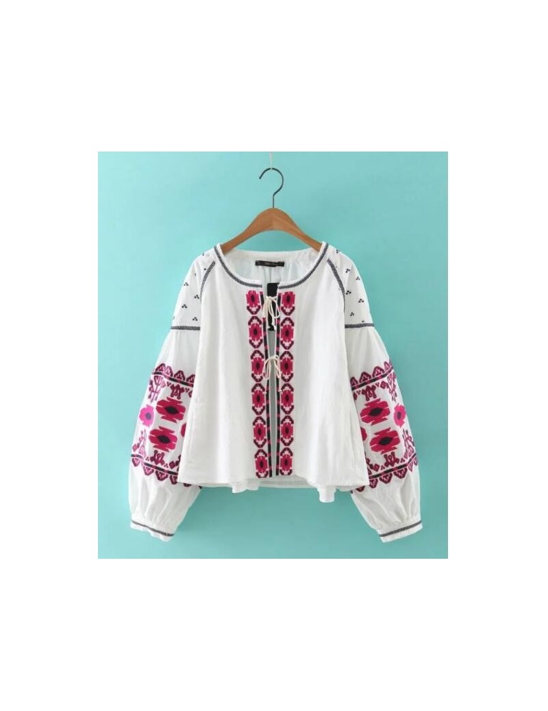 Jackets BOHO Colors Flower Embroidery Jacket Ethnic Woman Lantern sleeve Lacing up Kimono Cardigan Jacket Coat Sunscreen Femm...