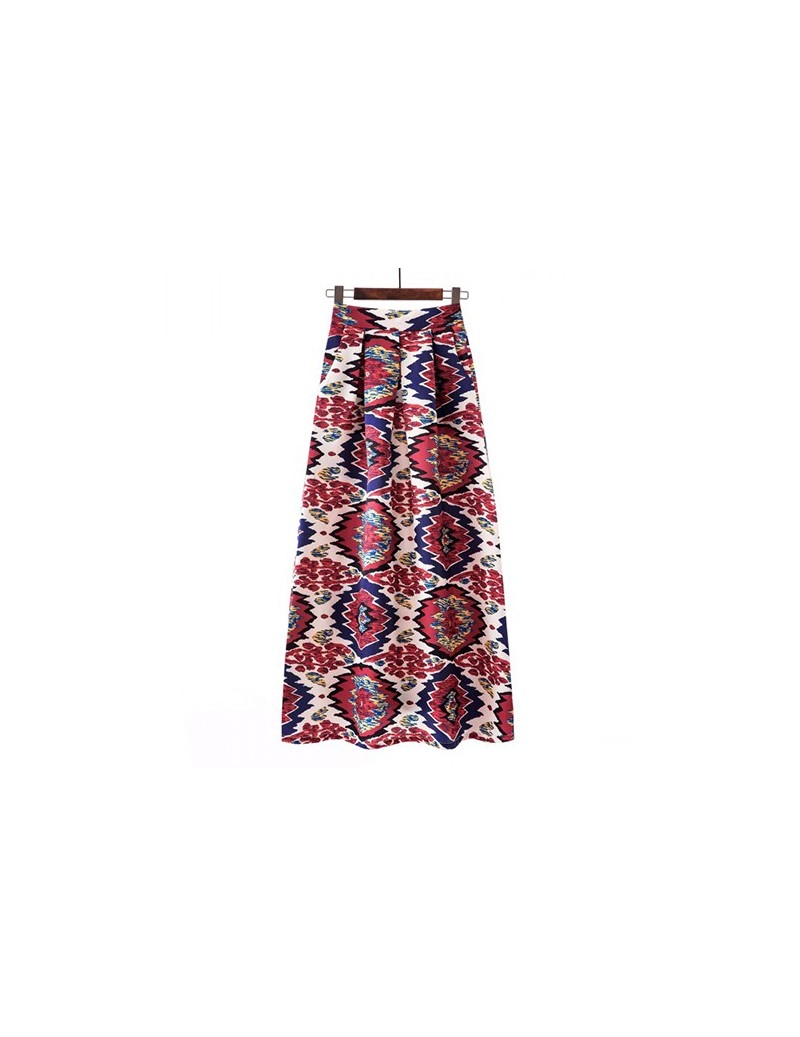 Skirts Striped Floral Print Skirt Women 2019 Spring Summer Big Large Long Maxi Plus Size High Waist Pleated Skirt Female - 10...