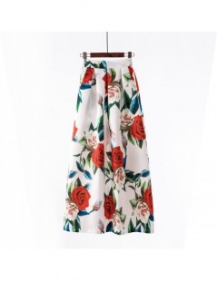 Skirts Striped Floral Print Skirt Women 2019 Spring Summer Big Large Long Maxi Plus Size High Waist Pleated Skirt Female - 10...