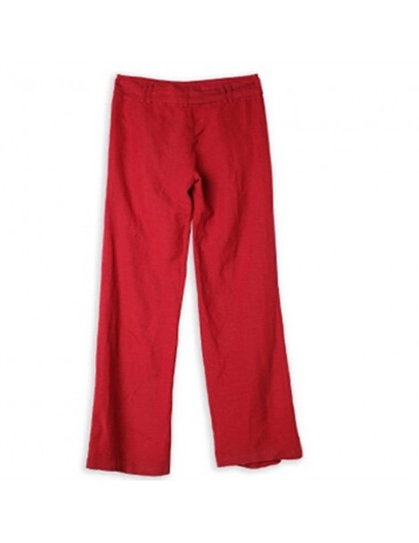 Pants & Capris 2019 FREE PANTS Better Linen pants loose solid color wide leg pants straight casual women pants XXL red trouse...