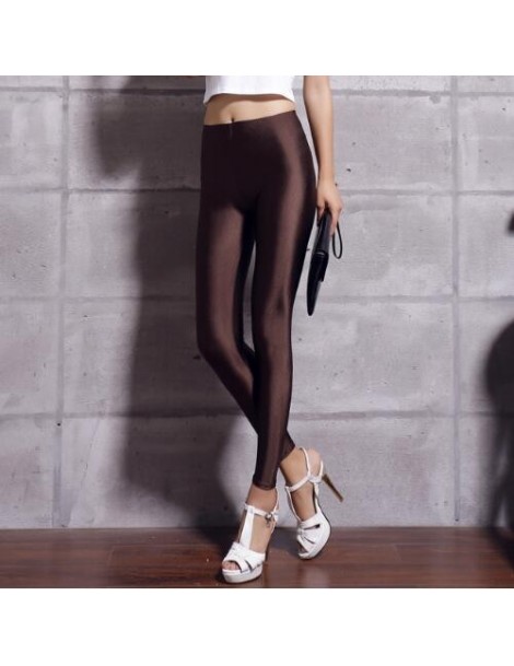 Leggings Hot Selling 2018 Plus Size Fluorescent Color Women Leggings Elastic Leggings Multicolor Shiny Glossy Leggings Trouse...