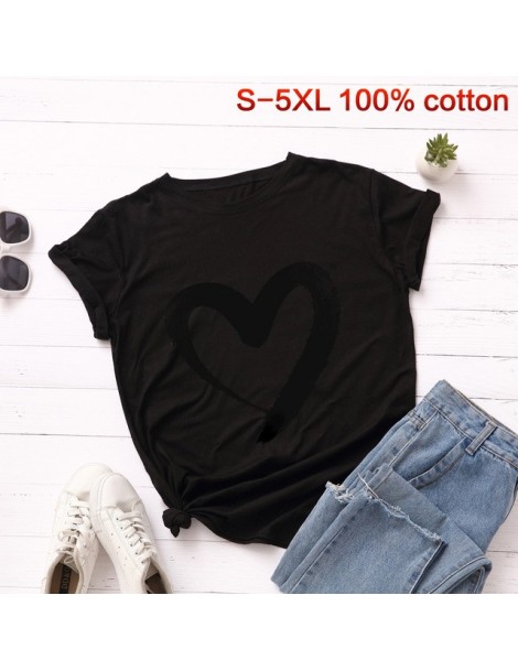T-Shirts Oversized 5XL Cotton T shirt Women Fashion Summer Round Neck Short Sleeve Lover Hearted T-shirt Harajuku Couple Tops...