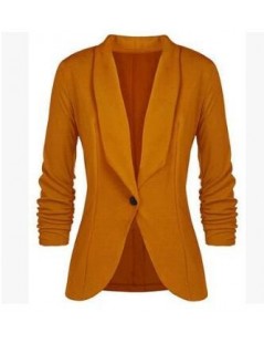 Spring and autumn 2018 European and American women's dress pleated sleeve work clothes office coat suit small suit - YELLOW ...