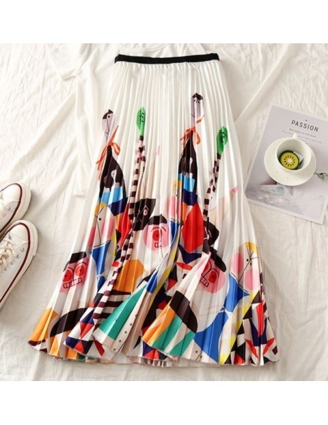Skirts EU Style Woman Printed Midi Skirts Fashion Female Casual Pleated Skirts Summer Skirts for Woman - 6 - 4E4143820229-4 $...