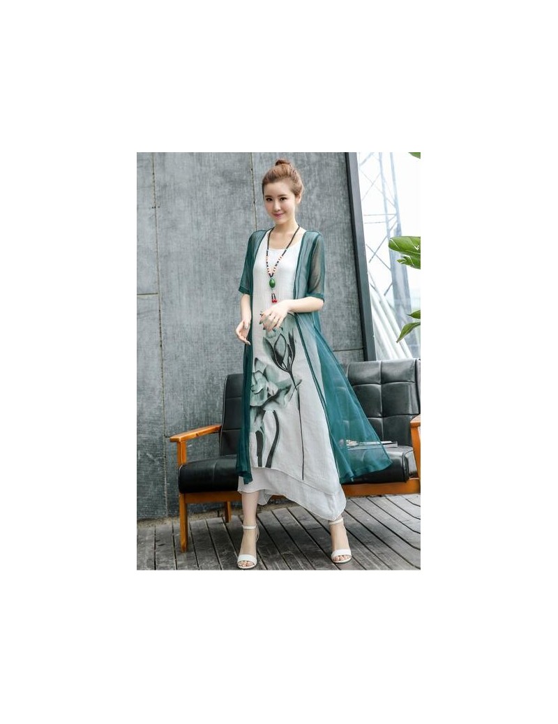 Dresses 2019 New summer dress Ink painting women dress two piece Dress casual large size loose female Vestidos Robe Dress - d...