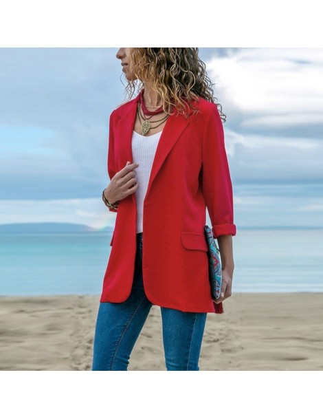 Blazers 2019 New Fashion Women Autumn suit Long Sleeve casual Solid Color Open Front Coat - blue - 4I3076957666-2 $24.04
