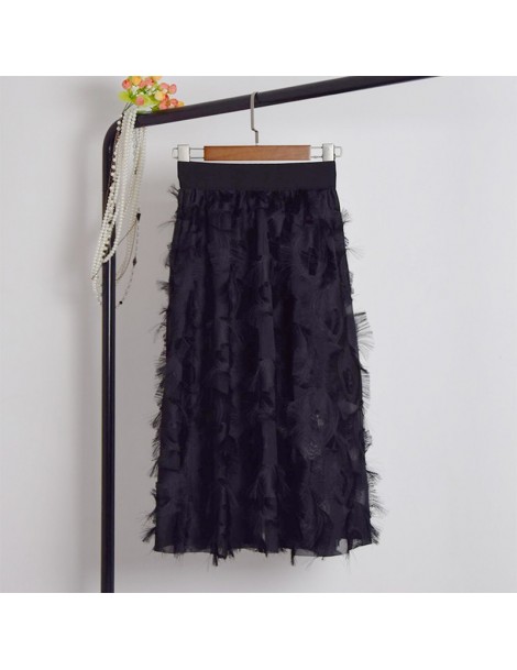 Skirts Fashion Feather Chiffon Skirt Women 2019 Summer Korean High Waist Midi Skirt Female Beautiful Knee Length Cute Skirt -...
