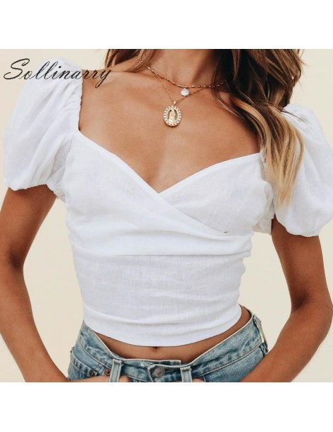 Blouses & Shirts Back Lace up V Neck Sexy Blouse Women Streetwear Summer Crop Tops and Blouses Women 2019 Wrap Holiday Beach ...