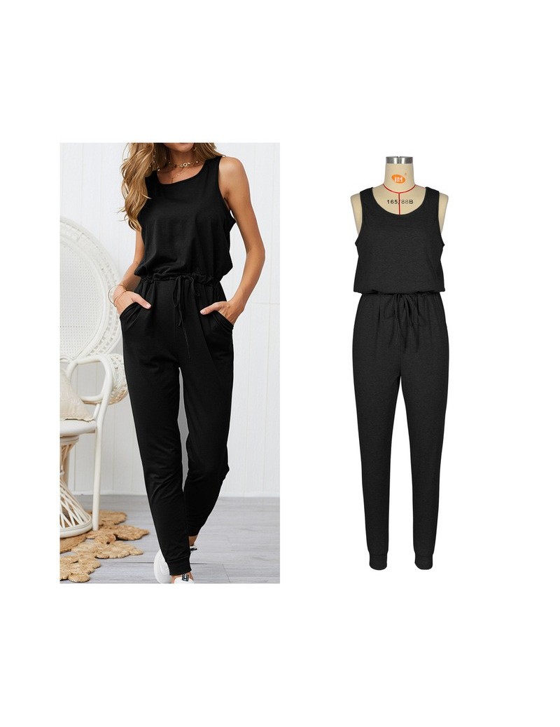 Sexy Sleeveless Jumpsuit Women Long Romper 2019 New Summer Women Lady Jumpsuit Coveralls Sexy Female Black Bow Jumpsuits - B...