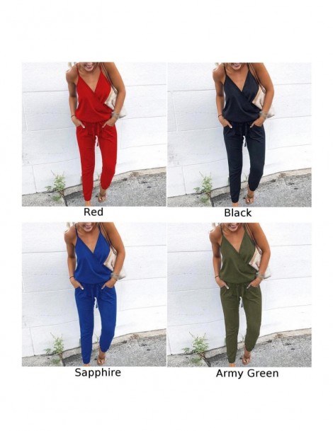 Jumpsuits Women jumpsuit Sexy Straps V Neck Sleeveless Summer Jumpsuits Pockets Loose Elastic Casual Palysuit Female 2019 - A...