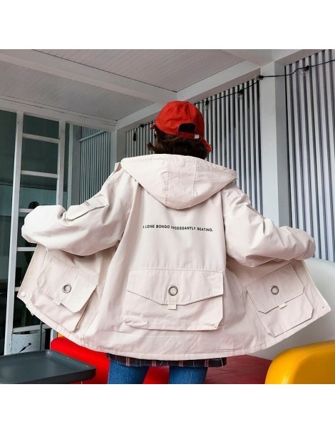 Jackets 5620 Spring Big Multi-Pocket Jacket Women Long Bomber Jacket With Hood Plus Size Windbreaker Coat Loose Harajuku Oute...