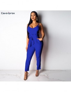 Jumpsuits Women Spaghetti Strap Ruffled Waist Belted Jumpsuits Casual Solid Deep V-neck Bodycon Summer Street Wear Plus Size ...
