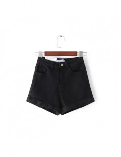 Summer Fashion Women Acid Wash Stretch Bull High-Waist Jean Cuff Shorts Casual Denim Faded Hot Elastic Denim Shorts - black ...