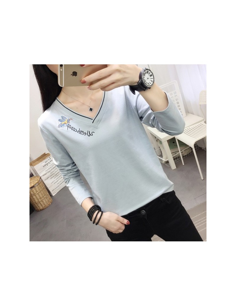 T-Shirts autumn korean casual loose black T shirt Women stripe T-shirts Printed Funny Tee Shirt For Female Top Clothes long S...